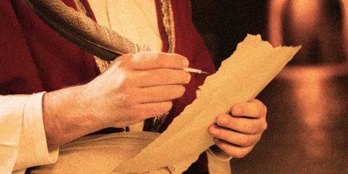 Man in historical dress holding feather quill and scroll | Readable, free readability test