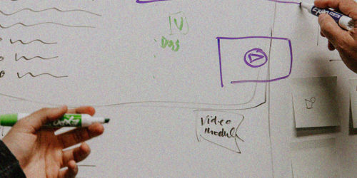 Marketers brainstorm on a whiteboard | Readable, free readability test, avoid marketing jargon